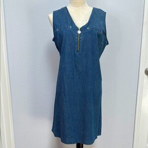Anne Klein Denim Sleeveless Dress with Zipper Detail